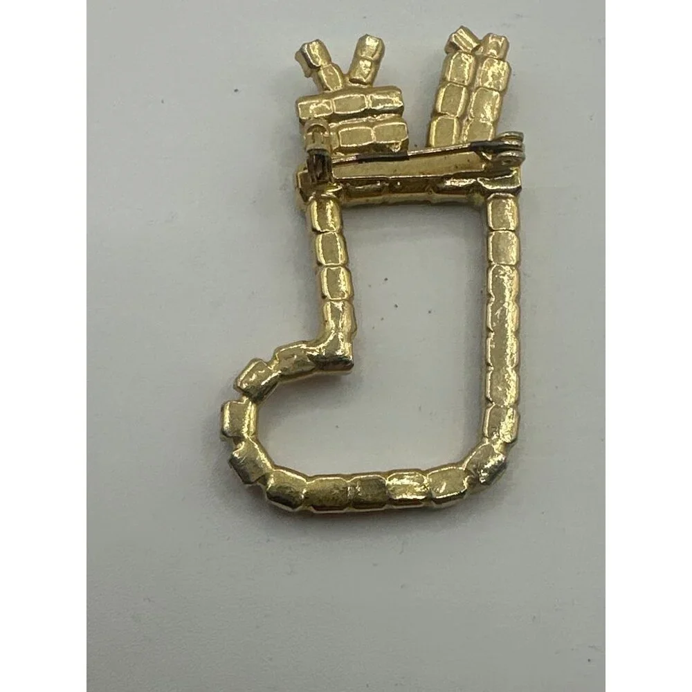 Smithsonian Gold-Tone Train & Christmas Stocking Brooch Pin Set - Picture 4 of 4